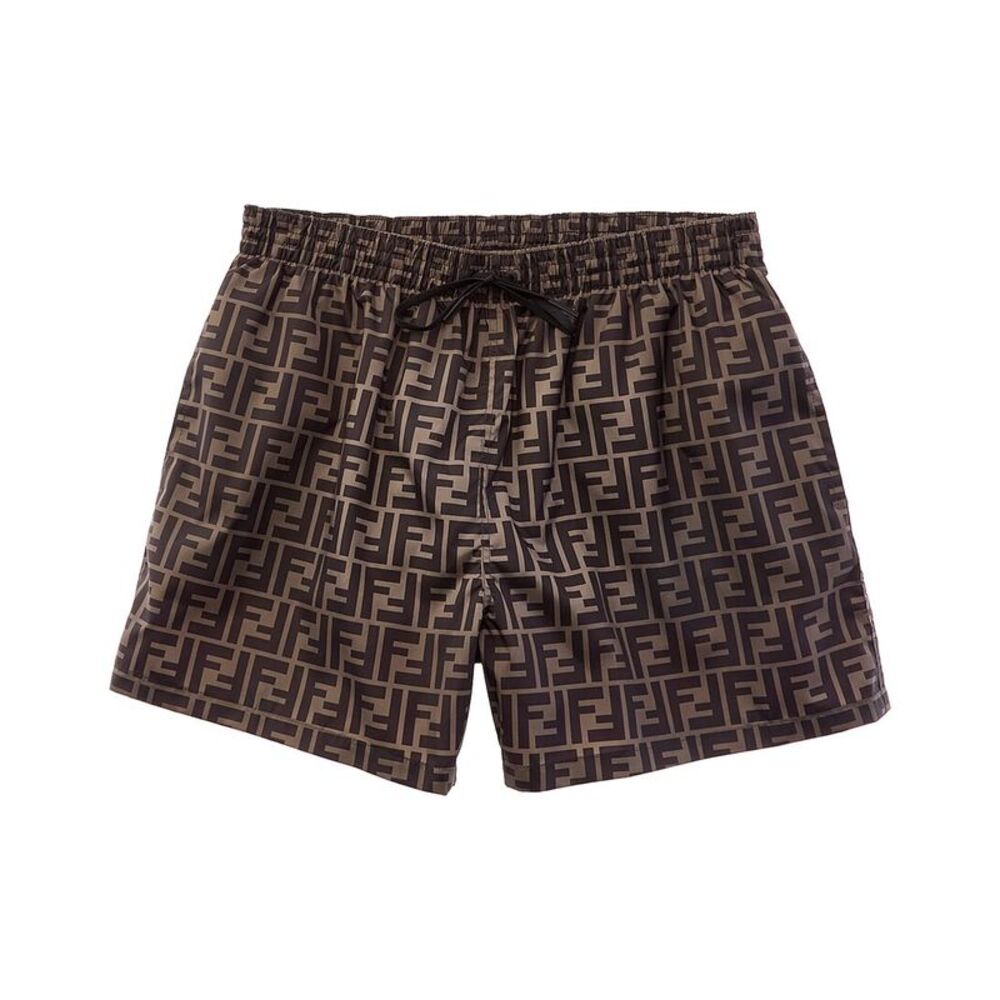 Fendi Mens  Logo Swim Short, Brown